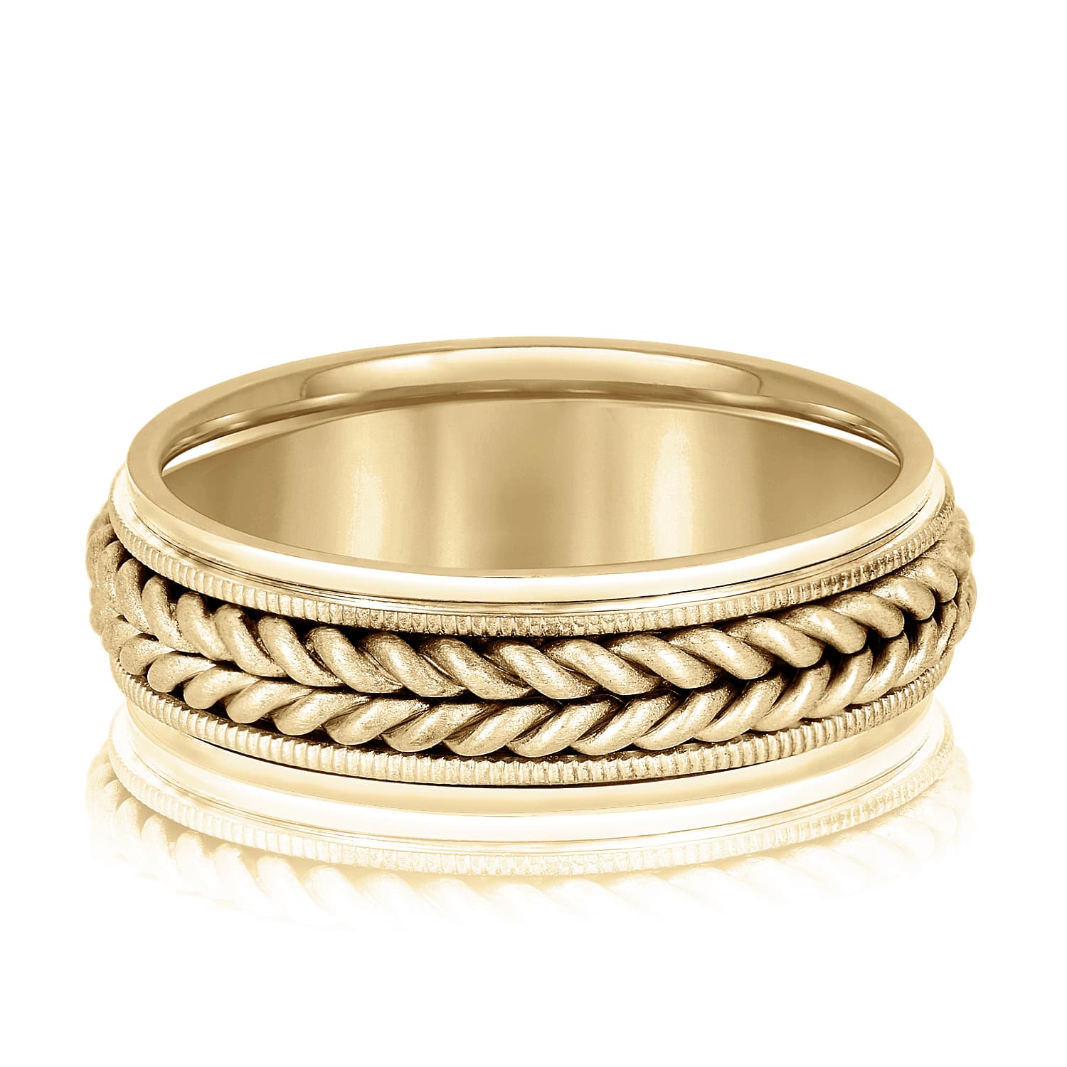 7mm Heavy Weight Men's Band — TT, Front view in yellow gold