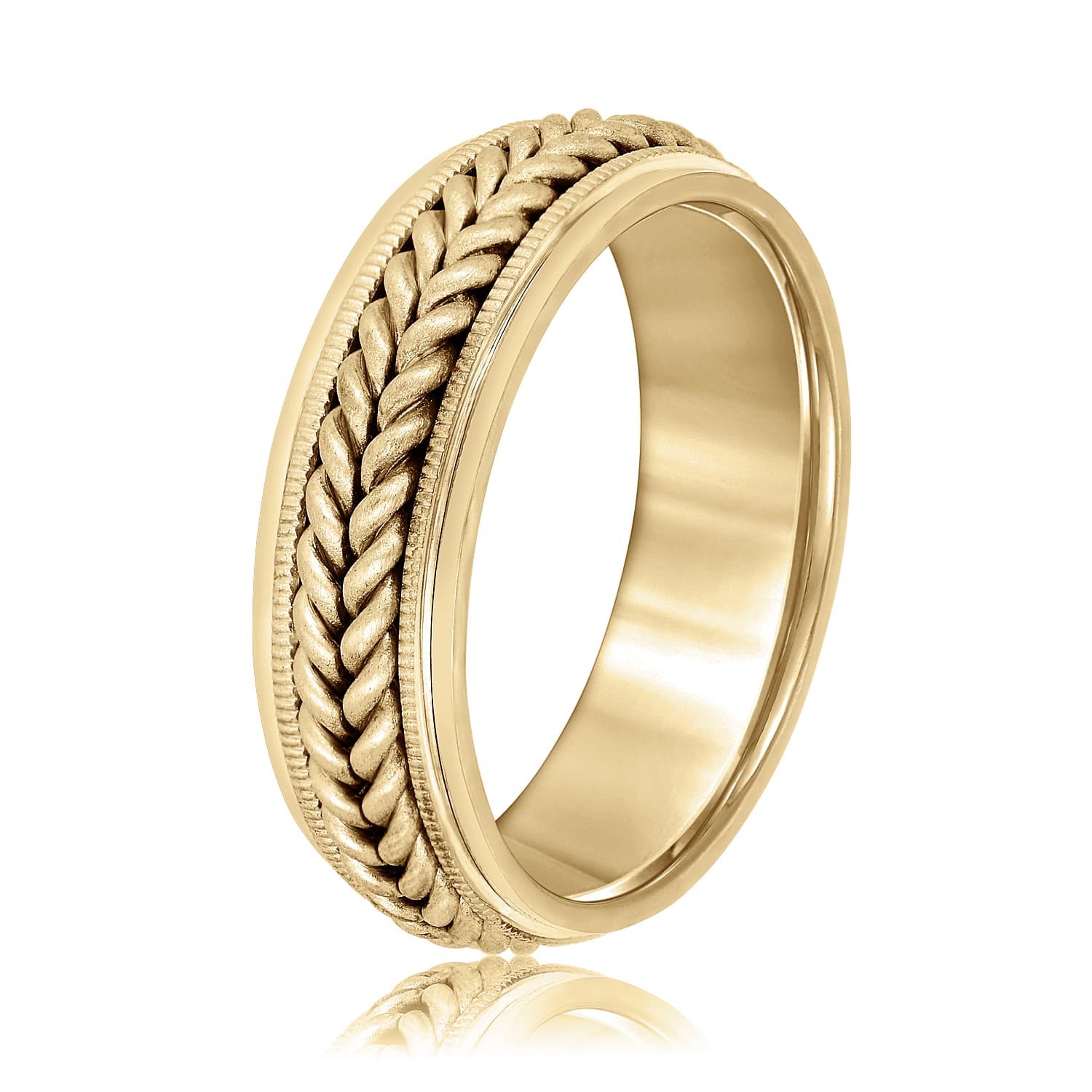 7mm Heavy Weight Men's Band — TT, Side view in yellow gold