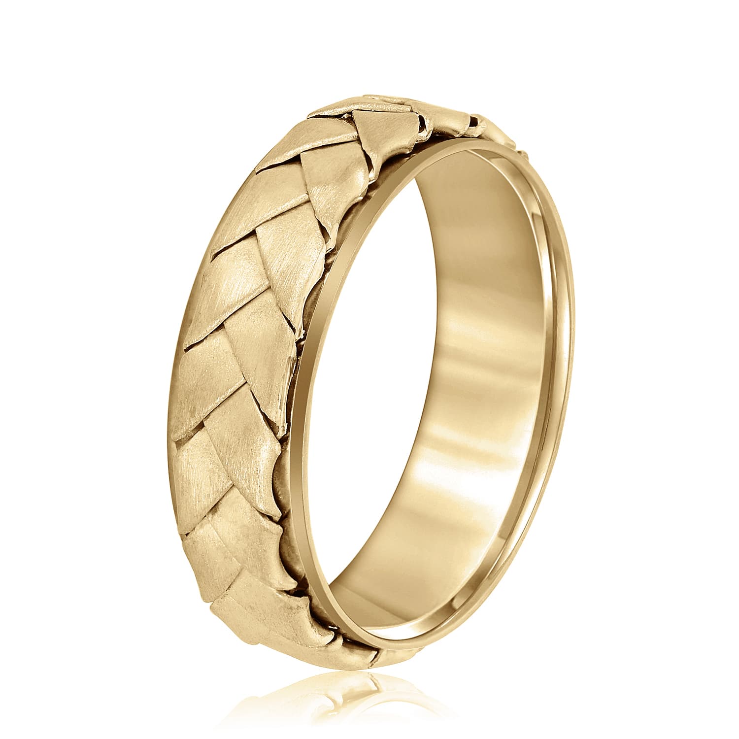 7mm Heavy Weight Men's Band, Side view in yellow gold