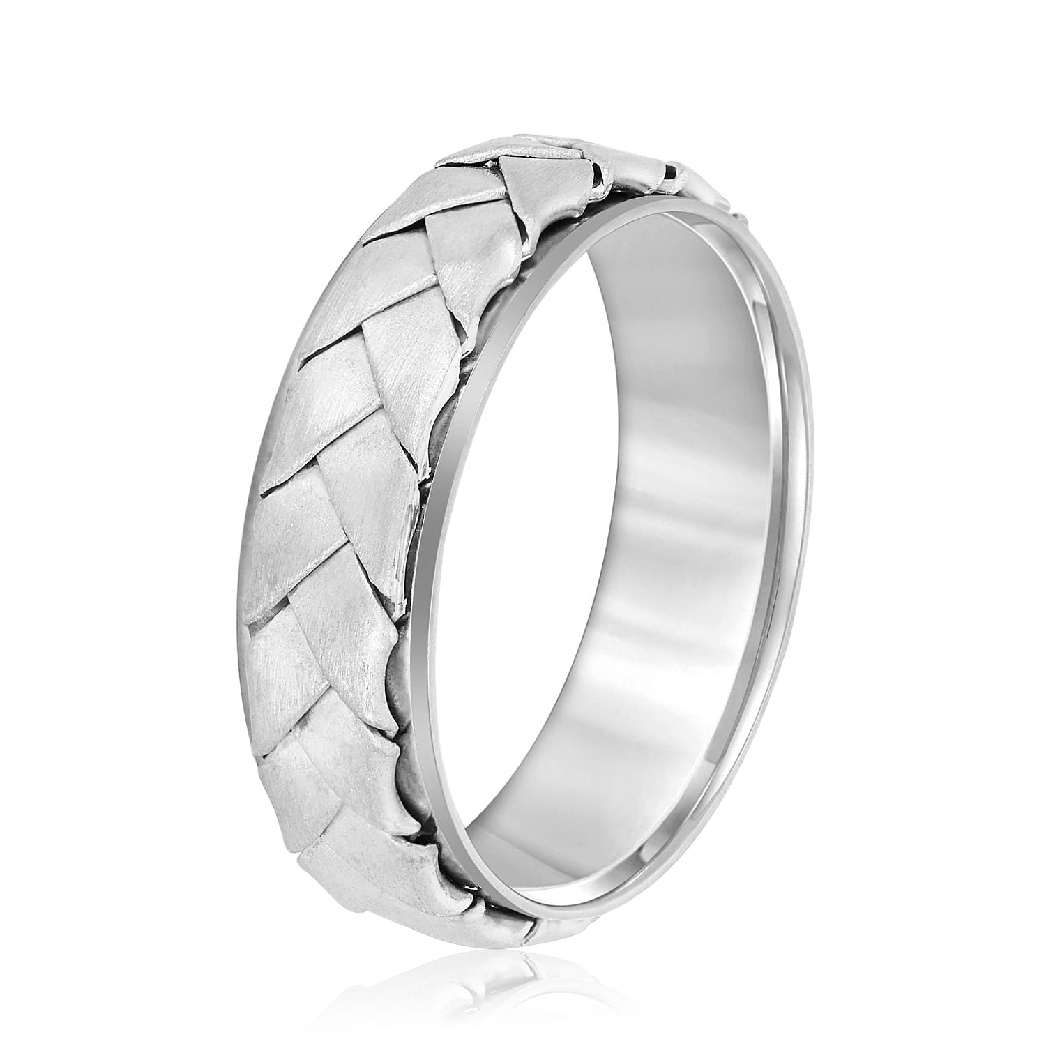 7mm Heavy Weight Men's Band, Side view in white gold or platinum