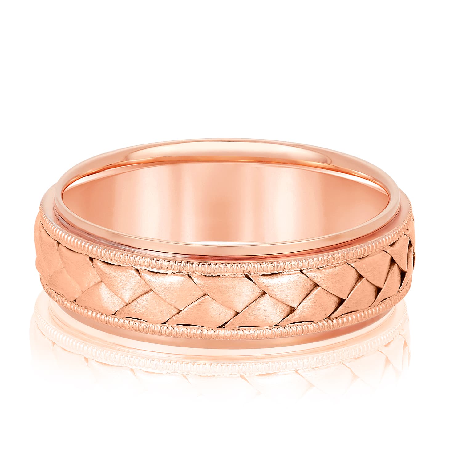 7mm Heavy Weight Men's Band, Front view in rose gold