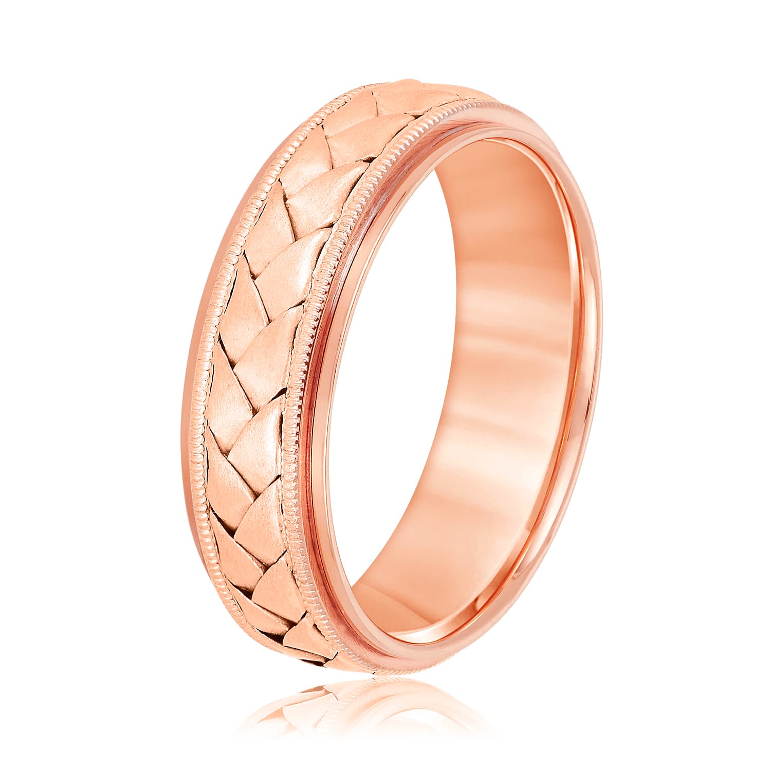 7mm Heavy Weight Men's Band, Side view in rose gold