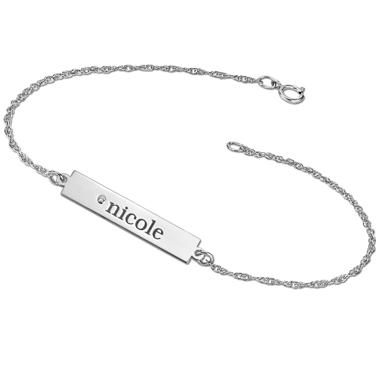 Accented Nameplate Bracelet — White Gold