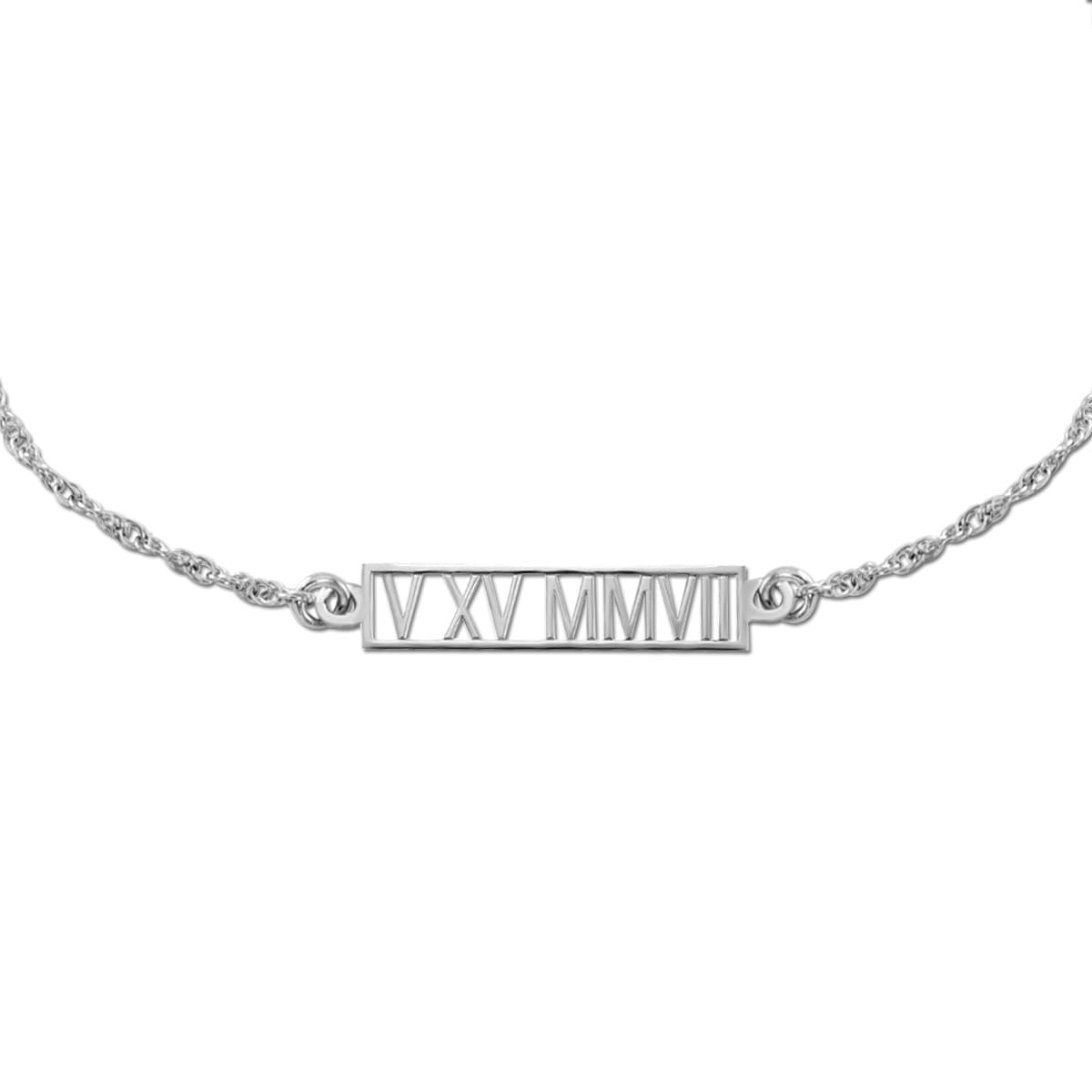14K W 5.5 x 25mm Hi Polish Rom — White Gold
