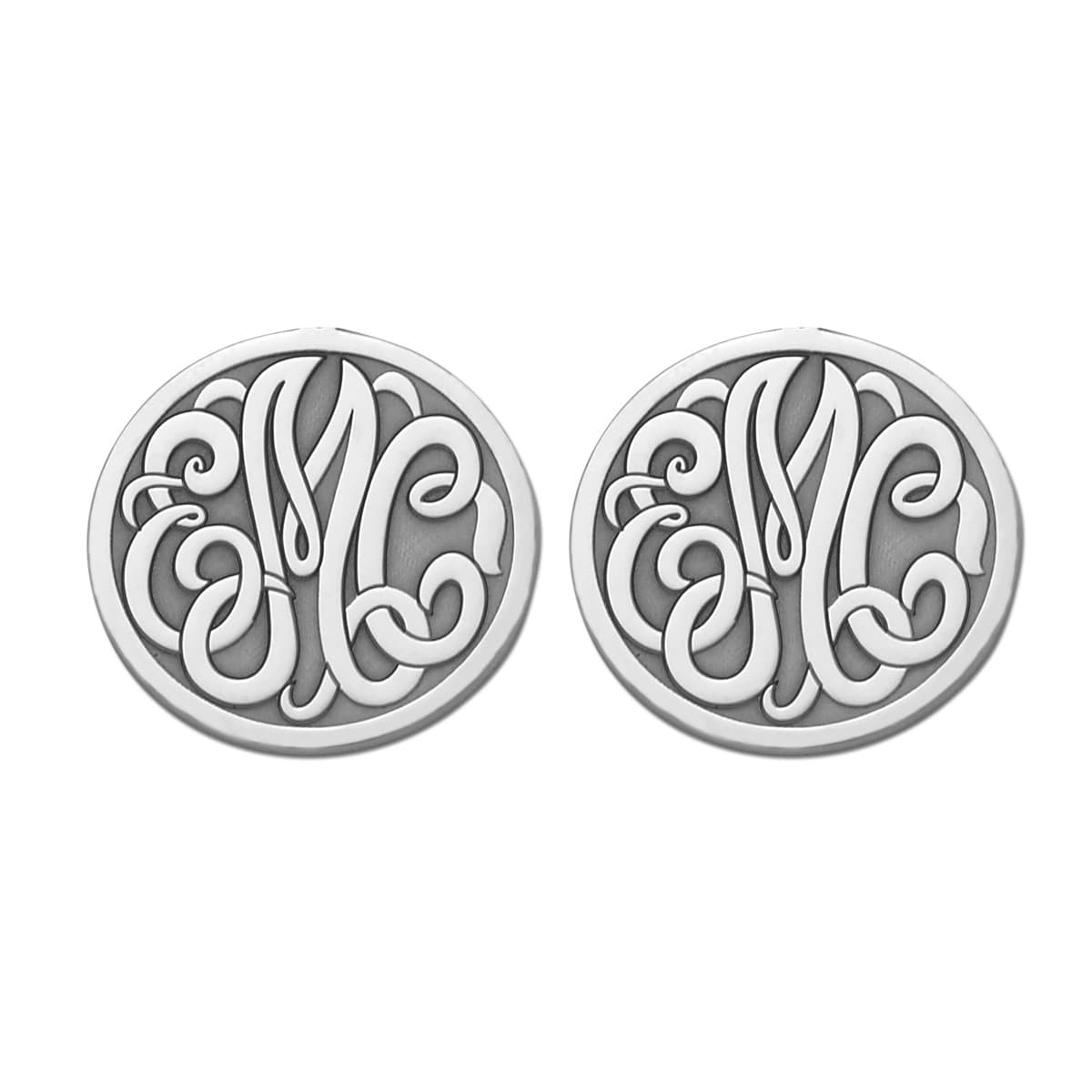 20mm Engraved Initial Monogram Earrings — View 1