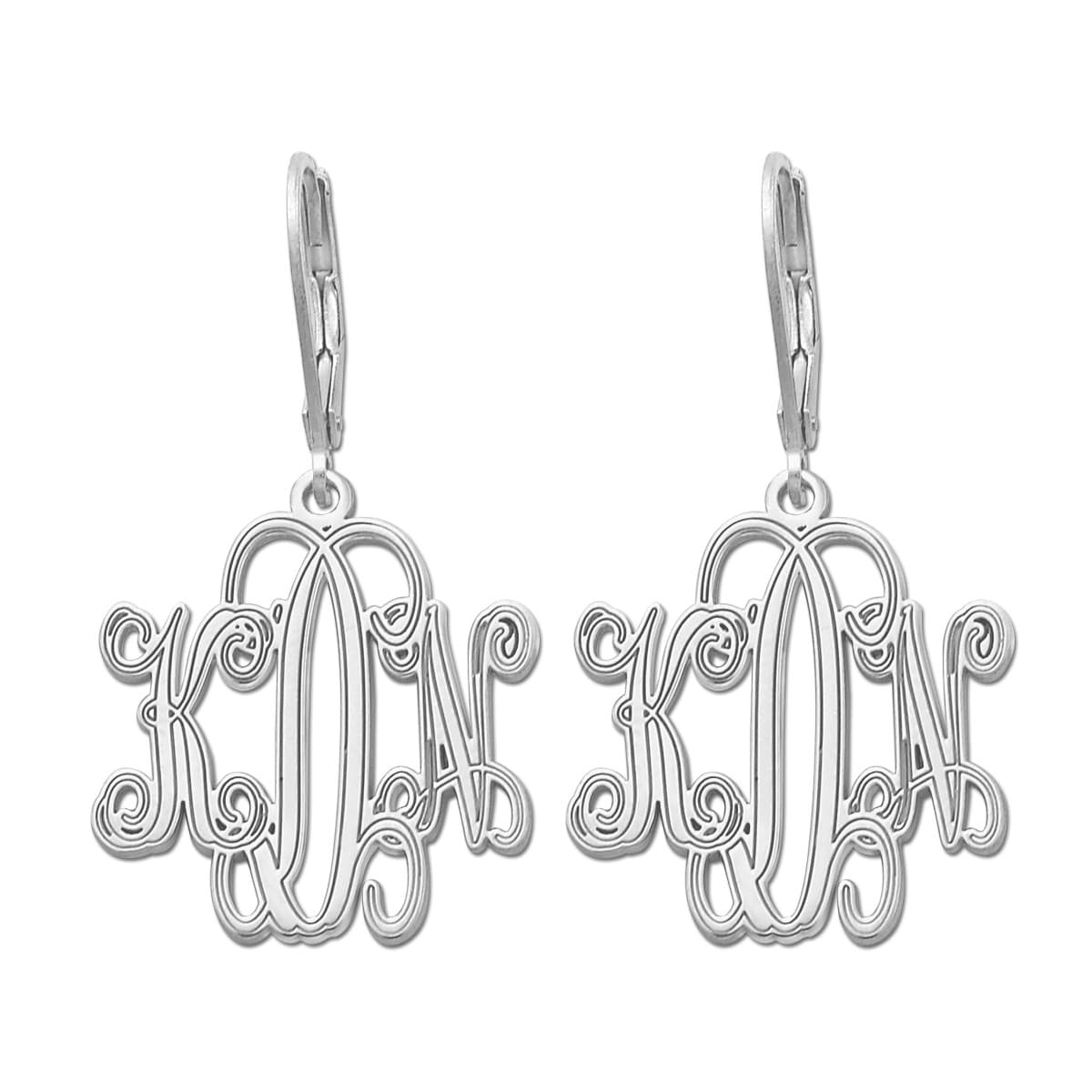 25 mm Lever Back Monogram Earring — View 1