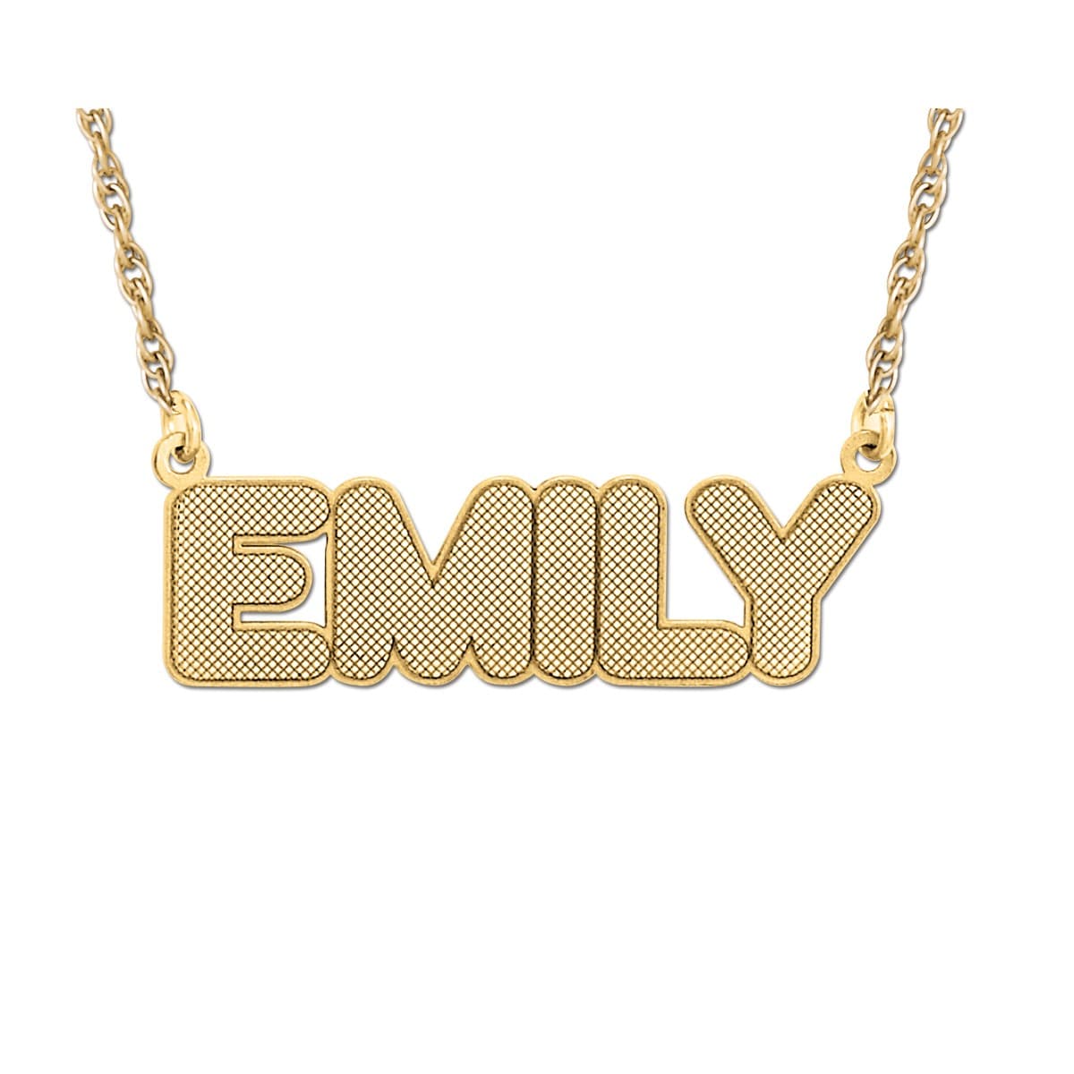 Bold Font Name Plate, Side view in white gold or platinum