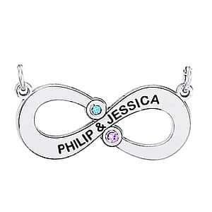 Infinity Sign With Synthetic S, Side view in white gold or platinum