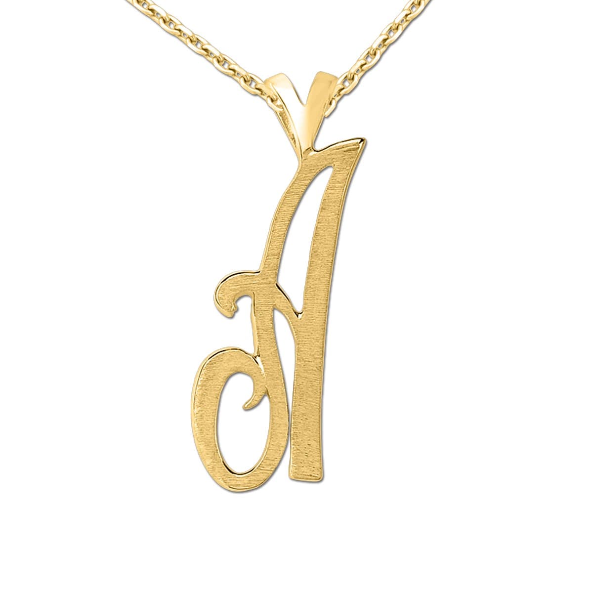 Personalized Initial Pendant Necklace, Side view in white gold or platinum