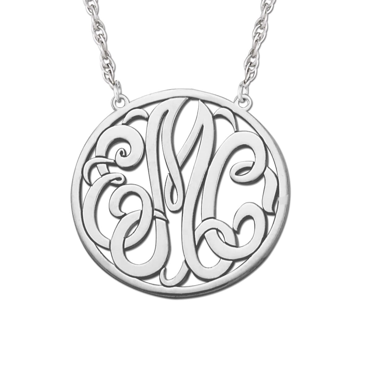 Personalized Monogram Circle Necklace — 40 MM — View 1