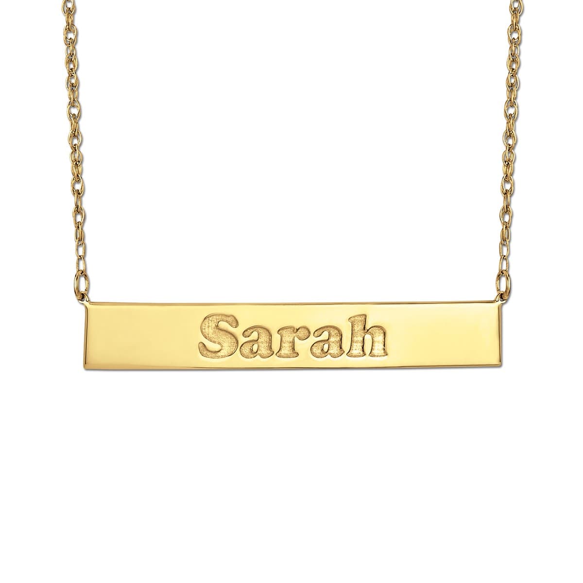 40mm X 7mm Bar Pendant, Front view in yellow gold
