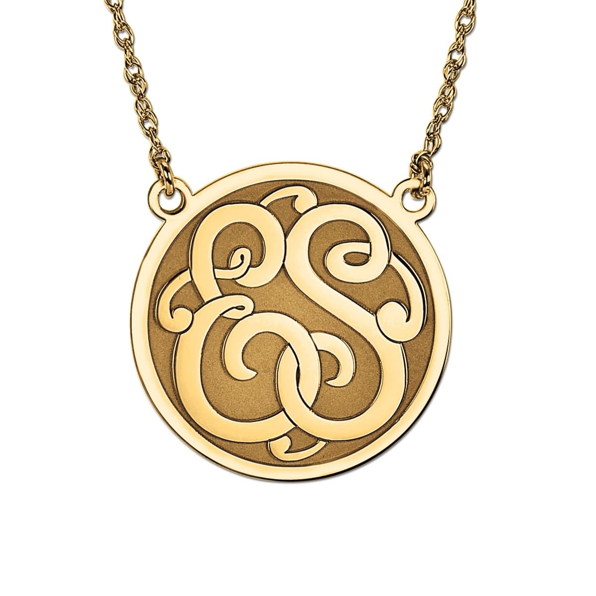 40mm 2 Initial Pnk0063, Front view in yellow gold