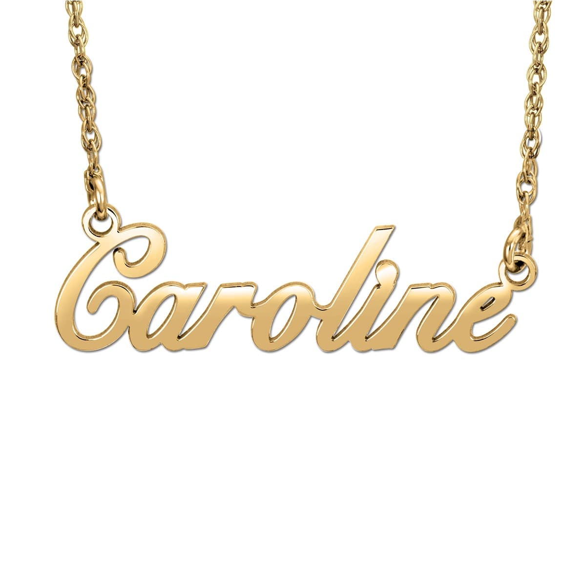 High Polished Name Plate, Front view in yellow gold