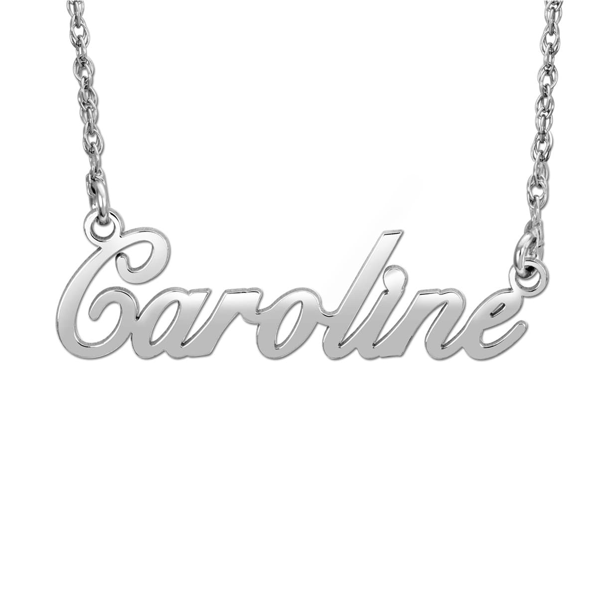 High Polished Name Plate — White Gold