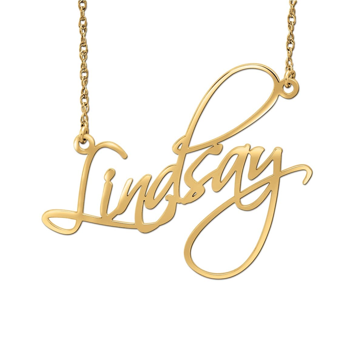 Personalized Name Necklace, Front view in yellow gold