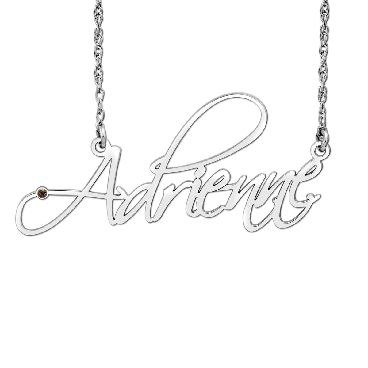 Monogramed Initial Name Necklace — White Gold