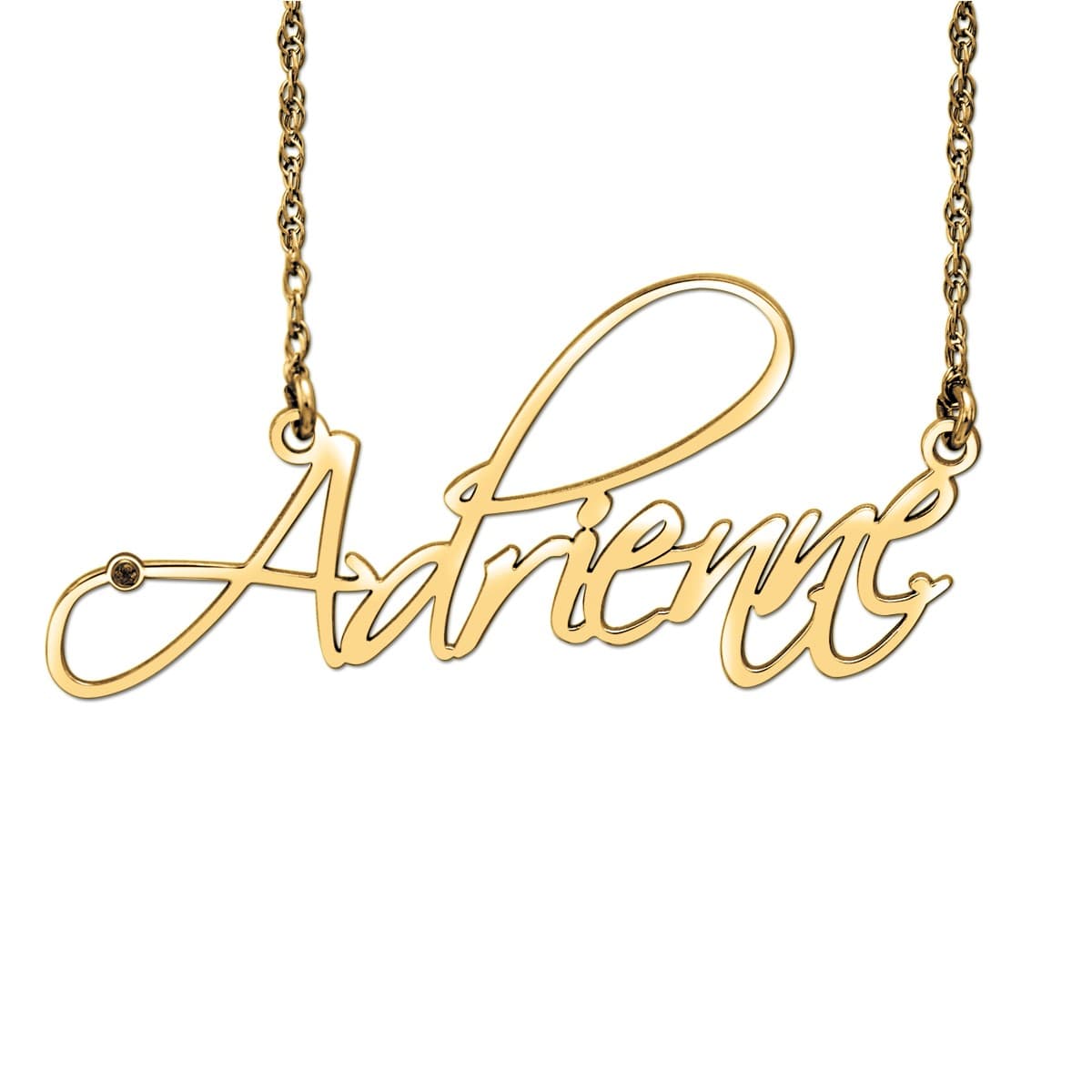 Monogramed Initial Name Necklace, Side view in white gold or platinum
