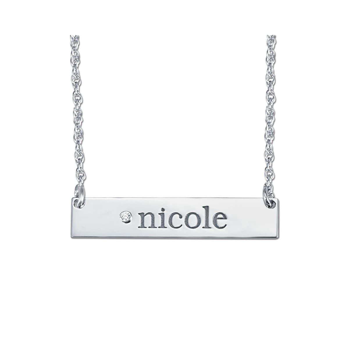 14K W 6 x 32mm Dia Accent Rect — White Gold