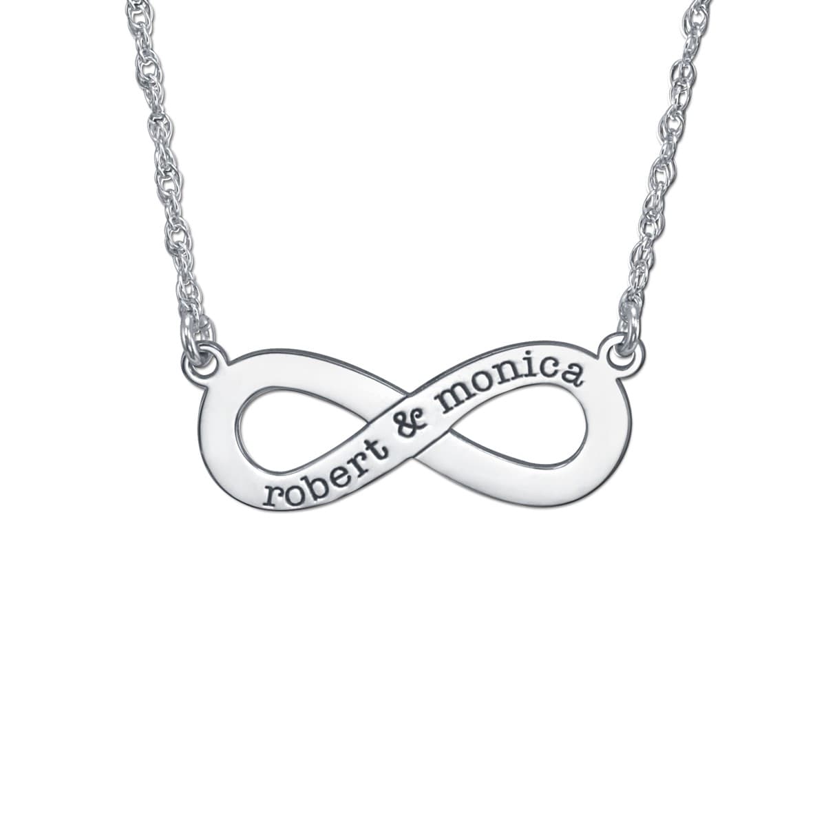 Infinity Personalized Pendant Necklace — White Gold