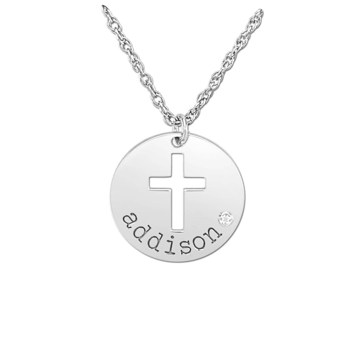 Accented Disc Pendant — White Gold