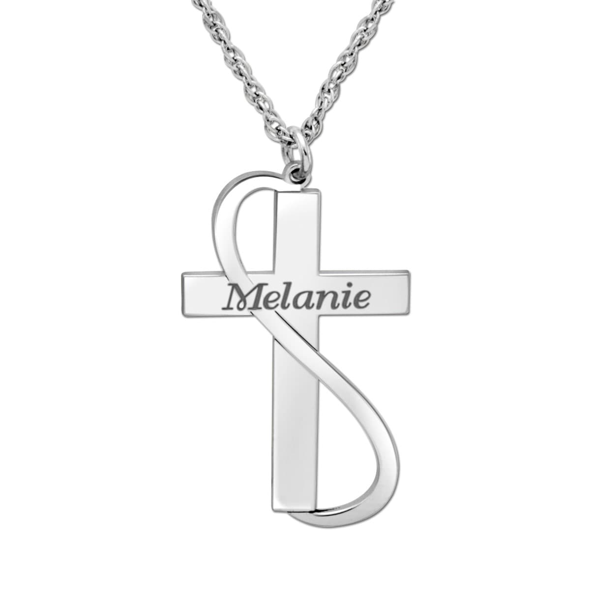 14K W 28 x 16mm Hi Polish Cros — White Gold