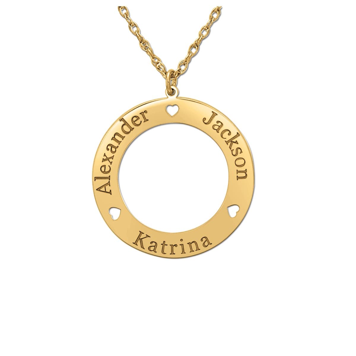 Engravable Loop Pendant Necklace, Side view in white gold or platinum