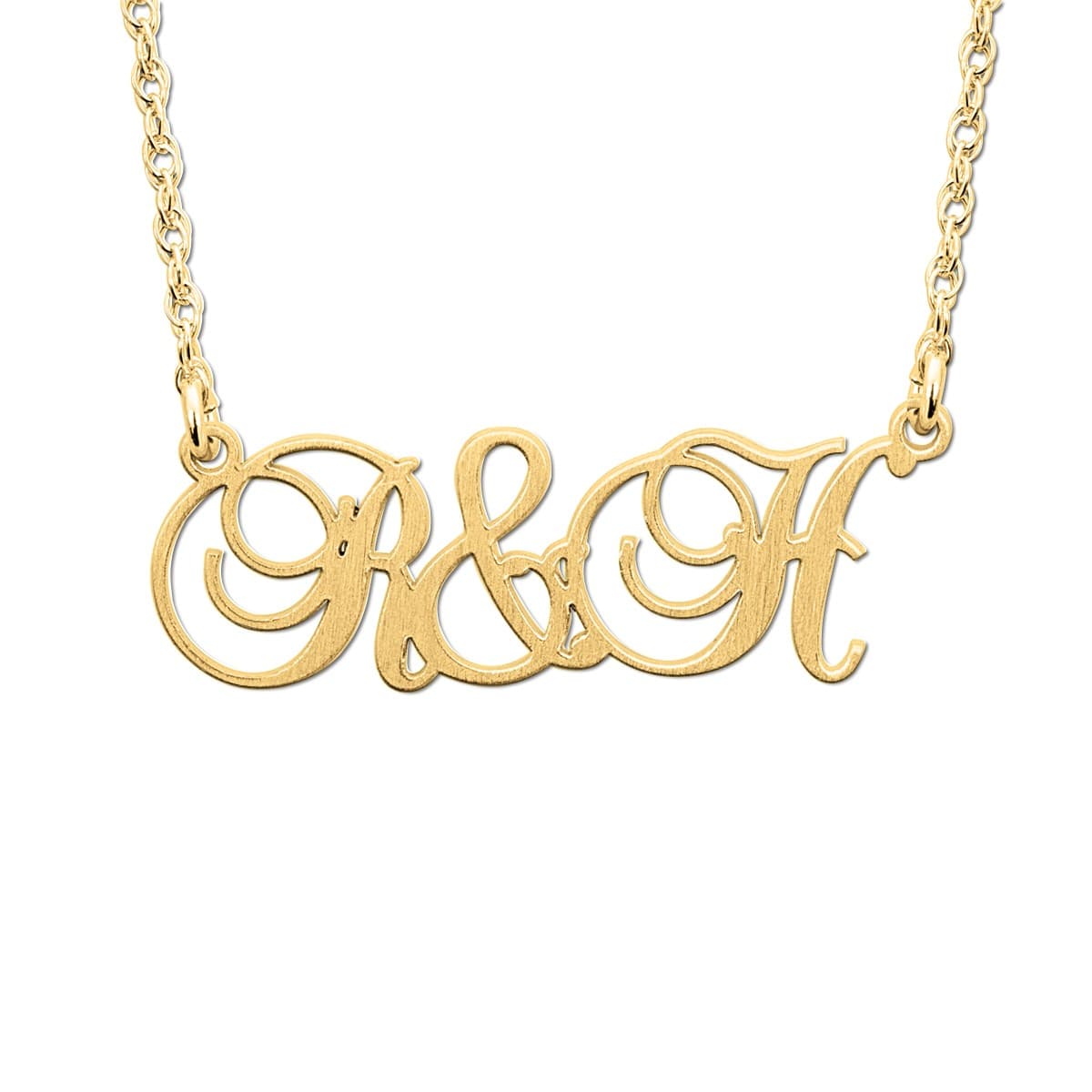 Personalized Initials Necklace, 10 x 28 mm, Side view in white gold or platinum