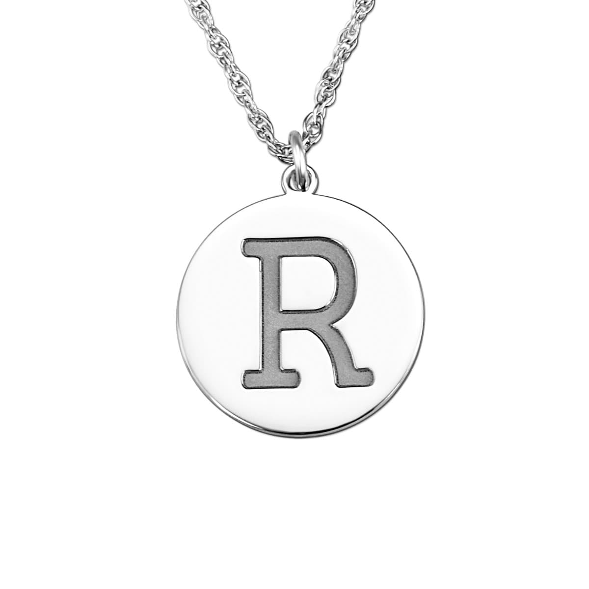 Initial Letter Block Pendant — White Gold
