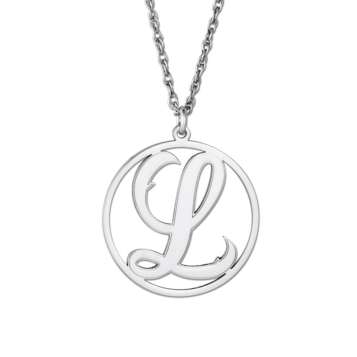 Init Letter L Pendants — White Gold