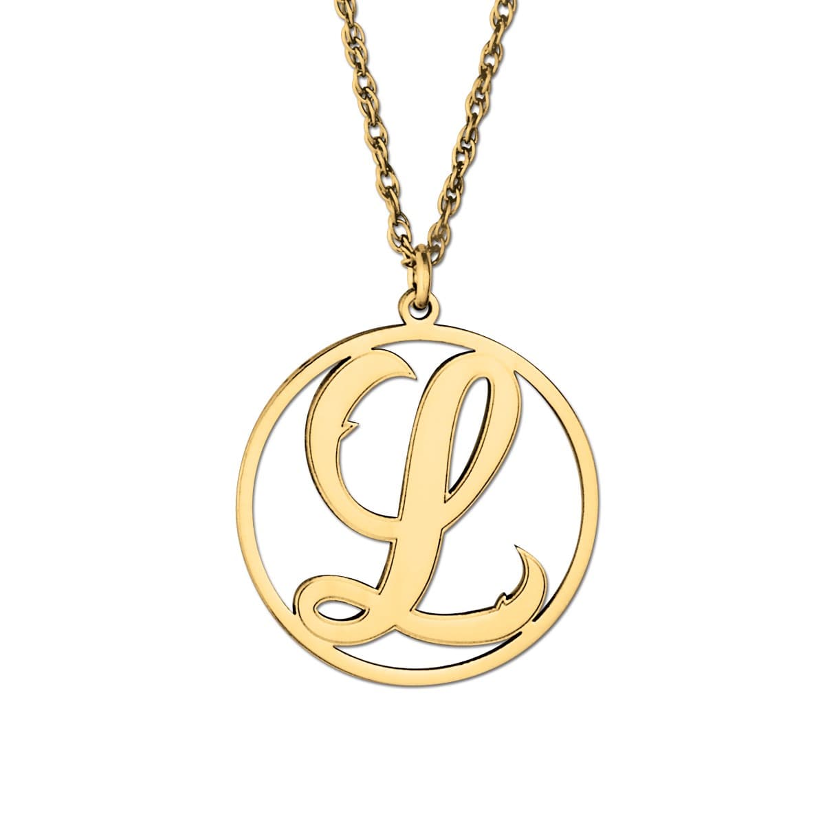 Init Letter L Pendants, Side view in white gold or platinum