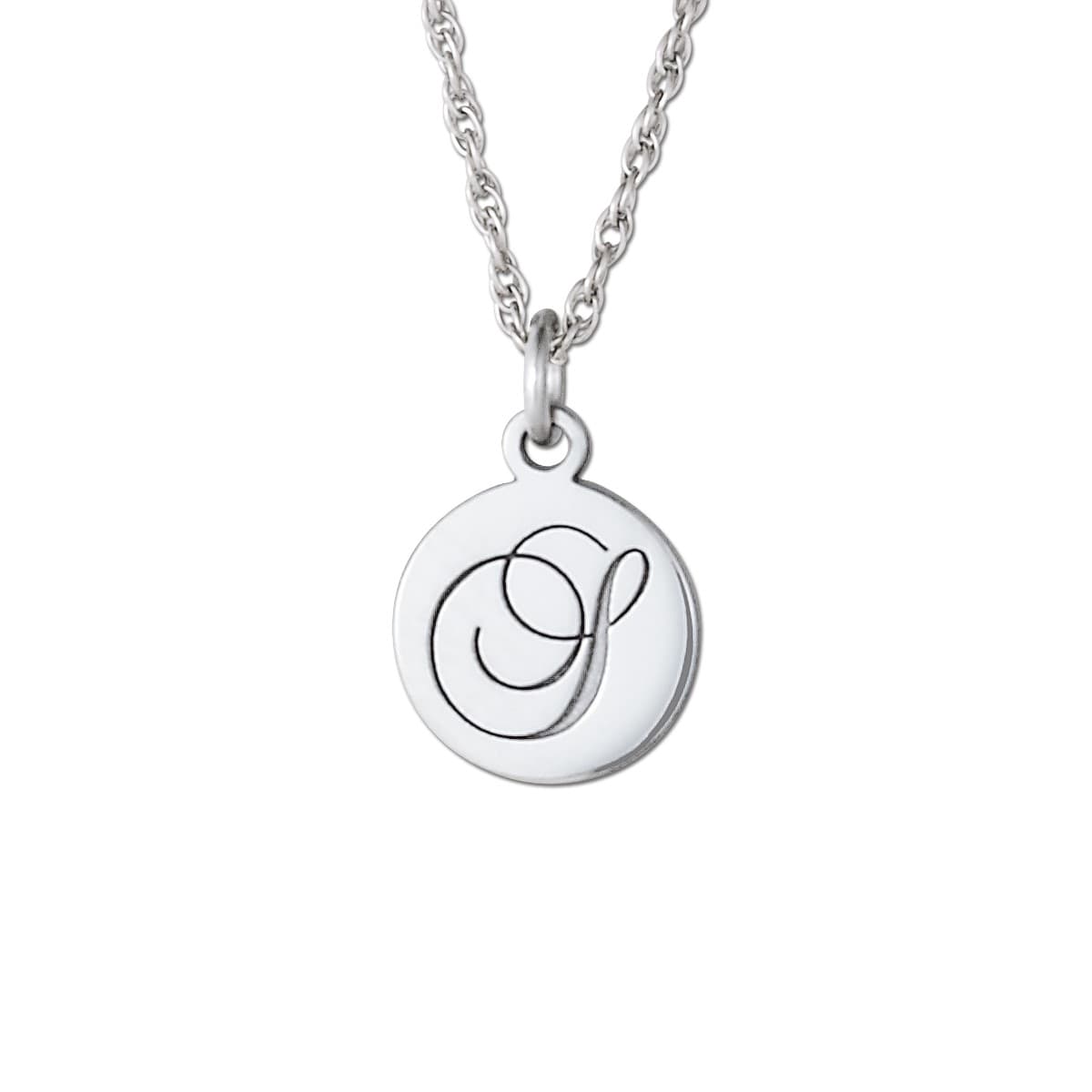 Single Letter Disc (8 mm) — White Gold