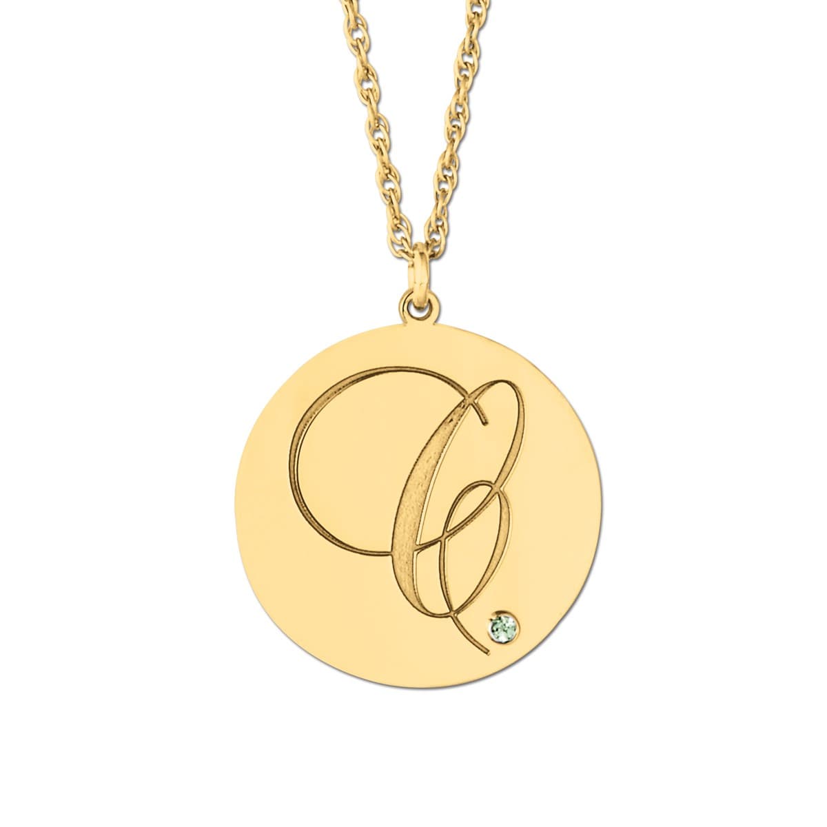 Accented Disc Pendant, Side view in white gold or platinum
