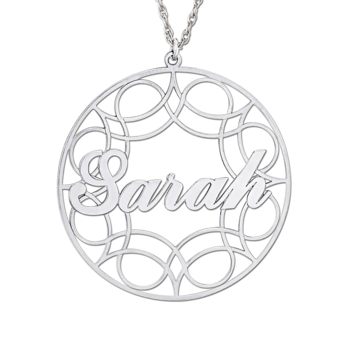 Filigree Circle Script — White Gold