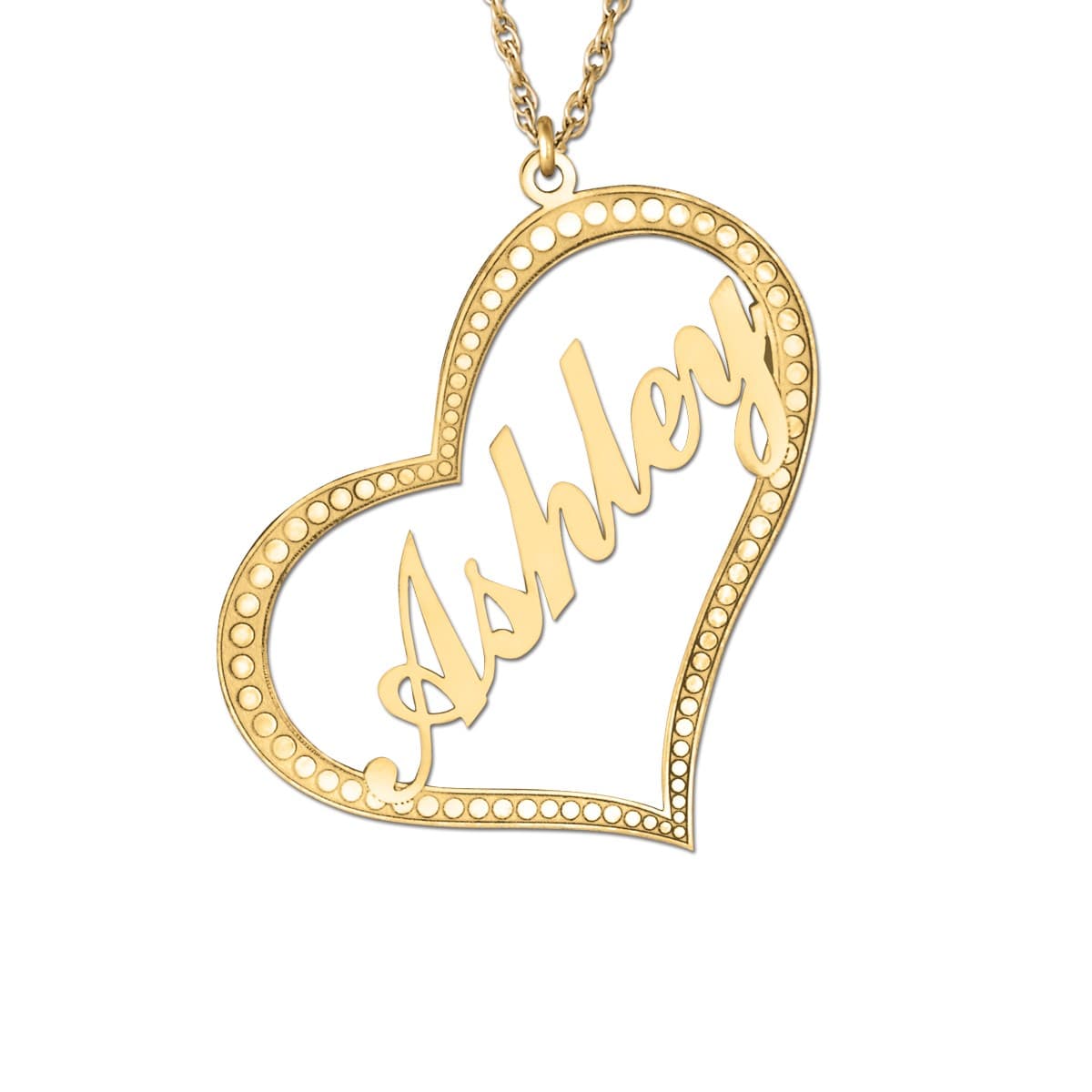 Heart Pendant, Front view in yellow gold