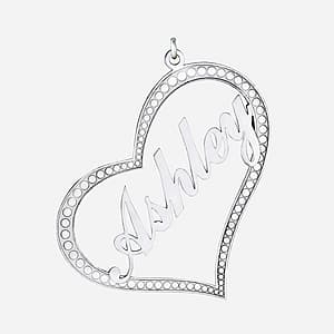 Heart Pendant, Side view in white gold or platinum