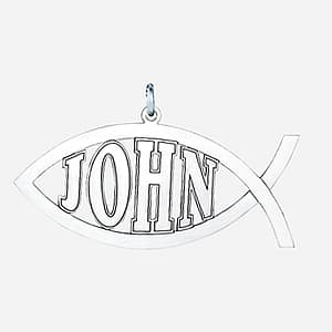 Christian Fish, Side view in white gold or platinum