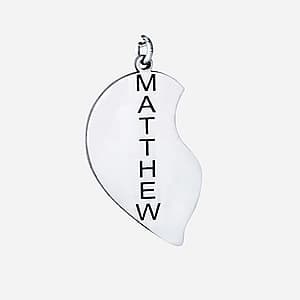 Couples Heart Pendant, Side view in white gold or platinum