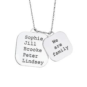 2 Pc Family Block Pendant, Side view in white gold or platinum