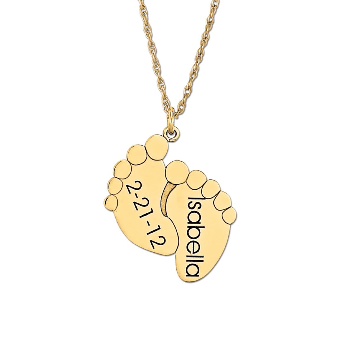 Baby Footprints, Front view in yellow gold