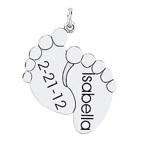Baby Footprints, Side view in white gold or platinum