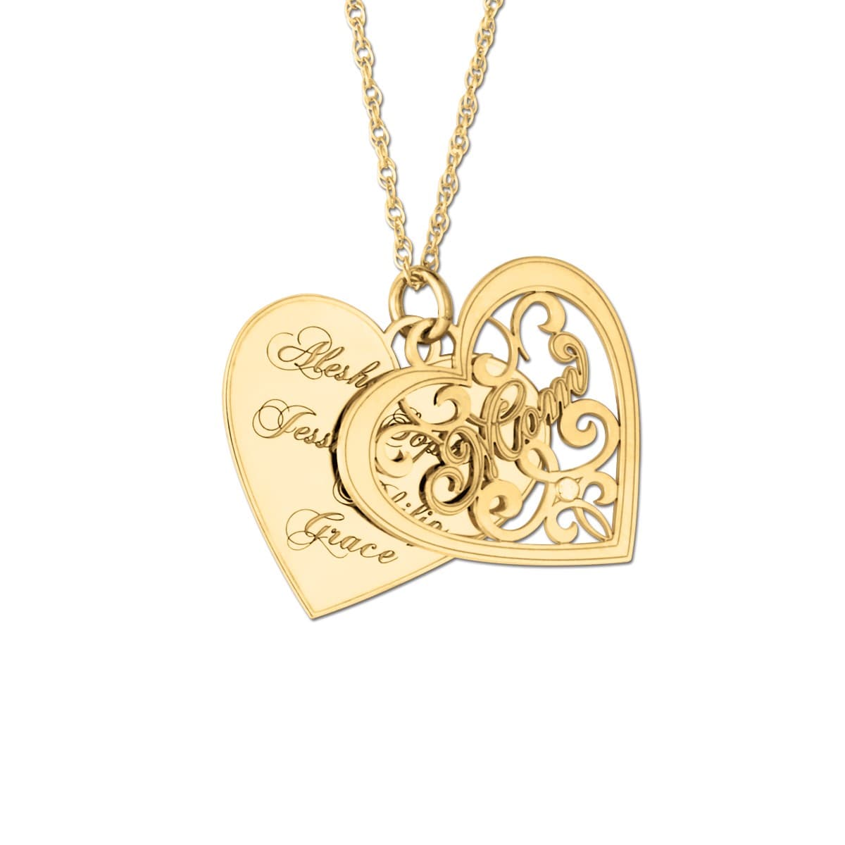 Mom Pendant 2 Pc, Front view in yellow gold