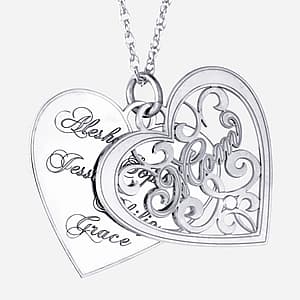 Mom Pendant 2 Pc, Side view in white gold or platinum