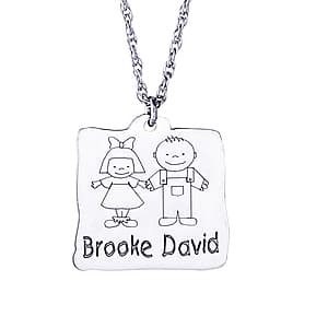 2 Children Hand In Hand, Side view in white gold or platinum