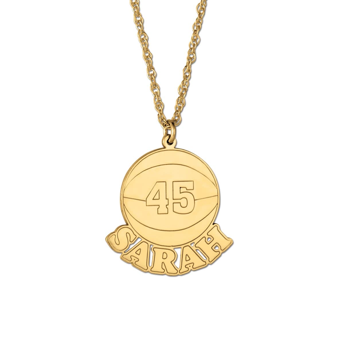 Basketball with Name And Number, Front view in yellow gold