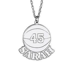 Basketball with Name And Number, Side view in white gold or platinum