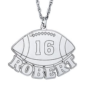 Football with Number, Side view in white gold or platinum