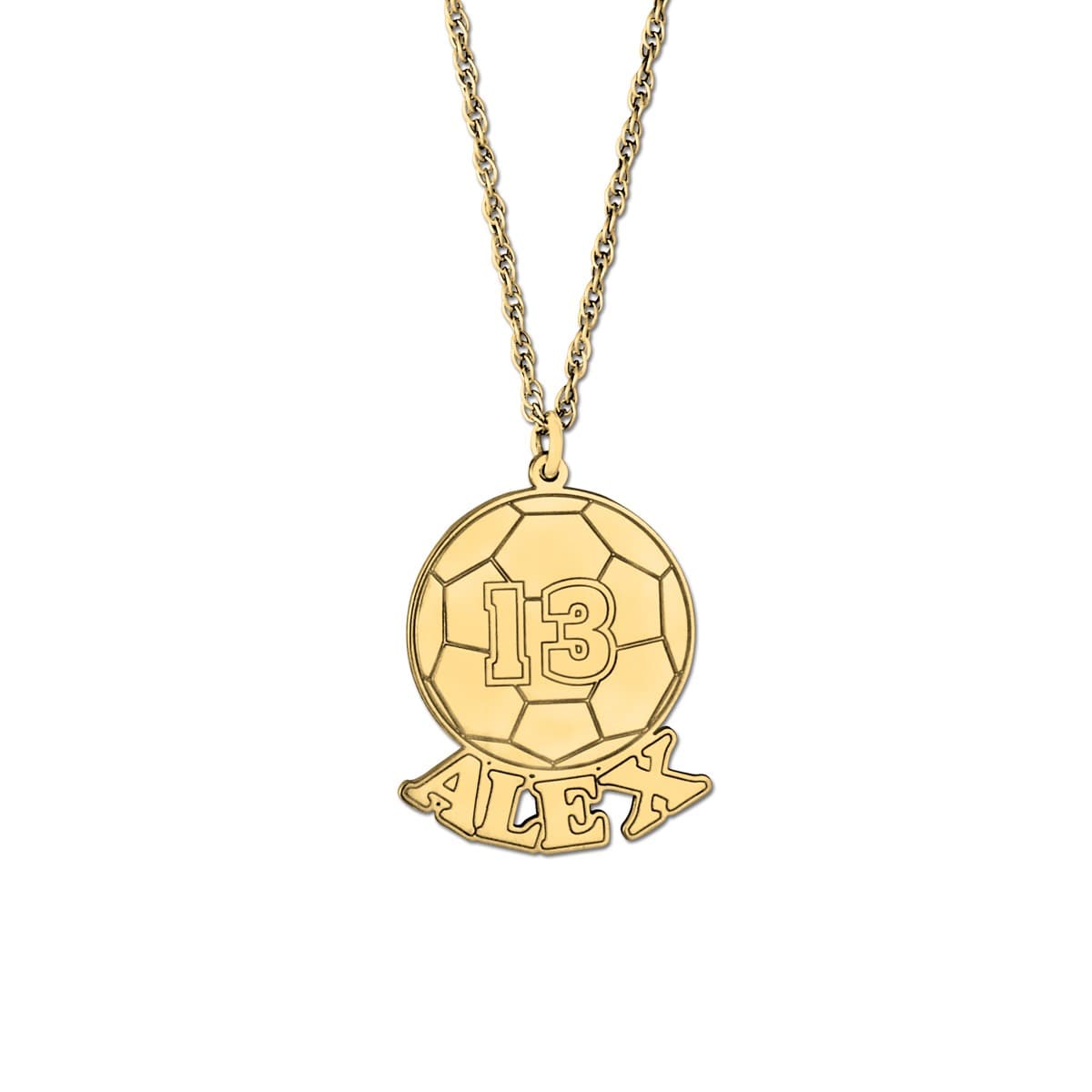 Soccer with Number, Front view in yellow gold