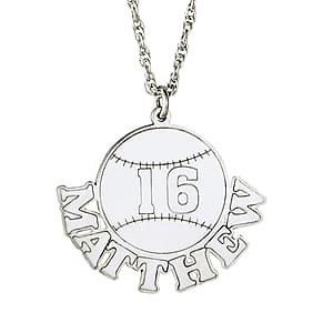 Baseball with Name And Number, Side view in white gold or platinum