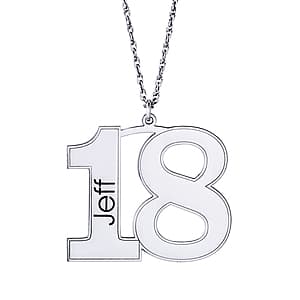 Number Namplate, Side view in white gold or platinum