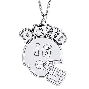 Football Helmet Nameplate, Side view in white gold or platinum